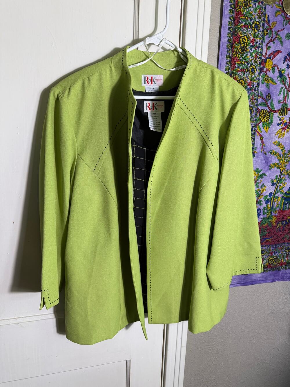 R&K Originals 22W 2 Piece Jacket Tank Set Lime Green Black Y2K Plus Size